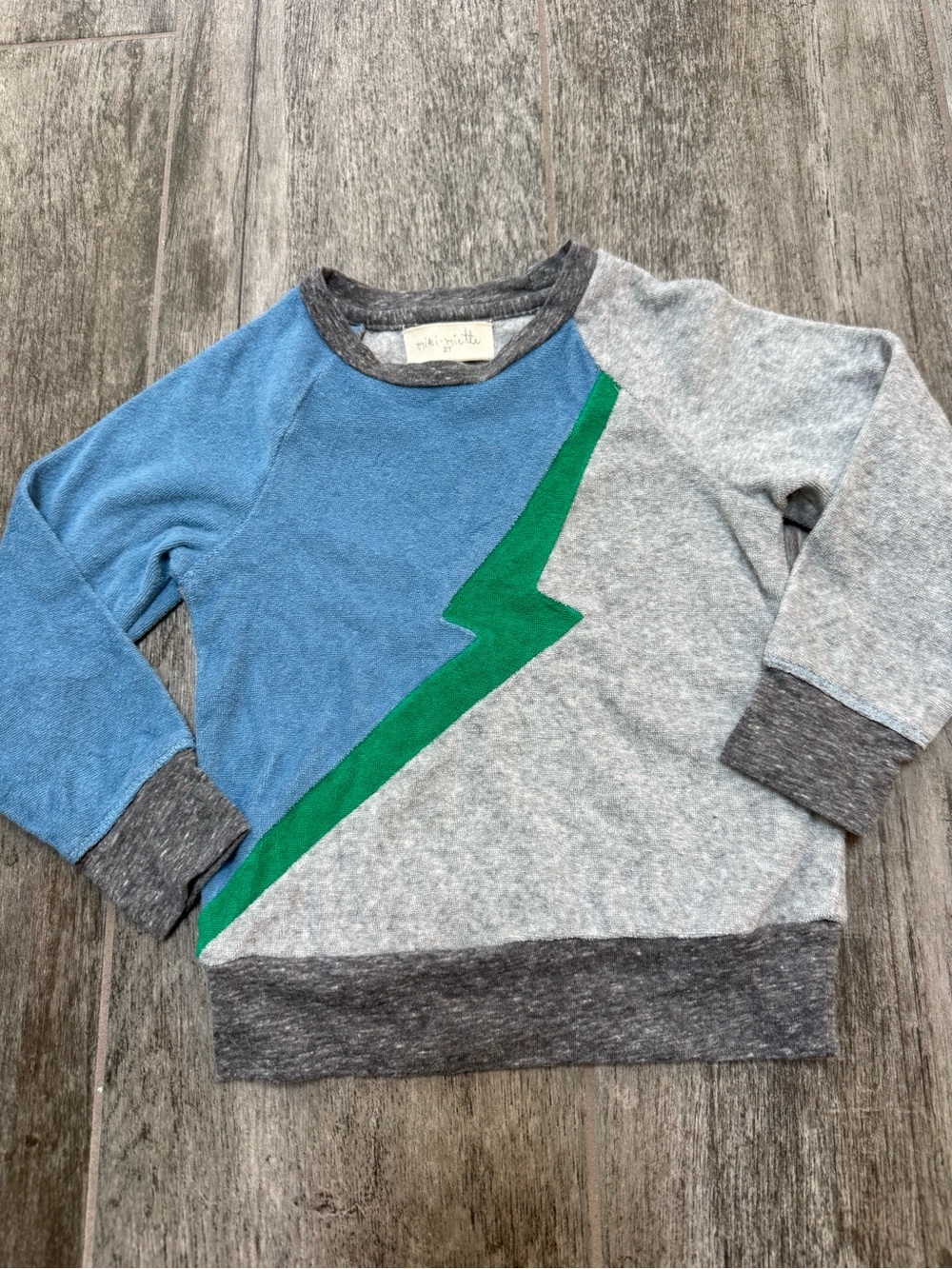 Miki Miette Toddler Terry Zig Zag Lightning Sweatshirt - 2T